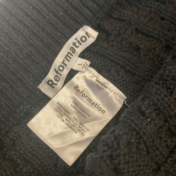 Reformation Italo 100% Organic Cotton Thick Cable Knit Jogger Black Large - Picture 5 of 10